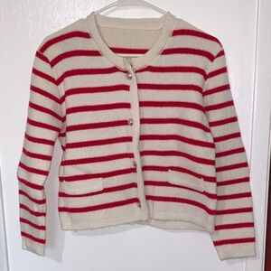 Striped Red and Cream Women's Sweater